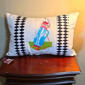 Golf and Zebra Striped Themed Accent Pillow NWT